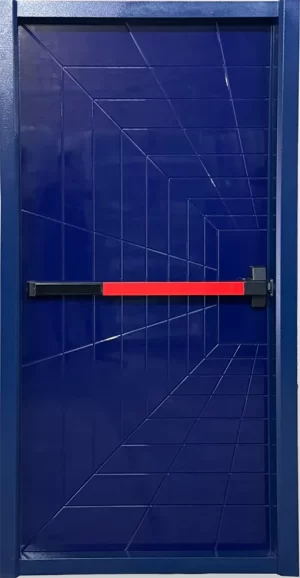درب ضد حریق روکش MDF طرح پرسپکتیو کاشی آبی