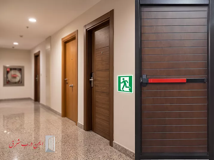 درب ضد حریق طرح چوب ترمو در طبقات آپارتمان